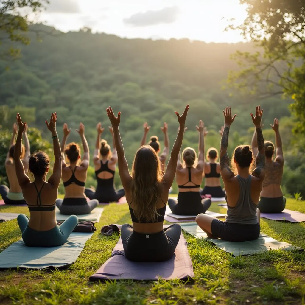 Sessão de yoga terapêutico em grupo