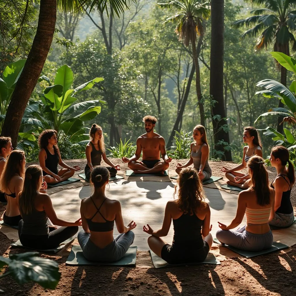 Sessão de meditação em ambiente natural brasileiro